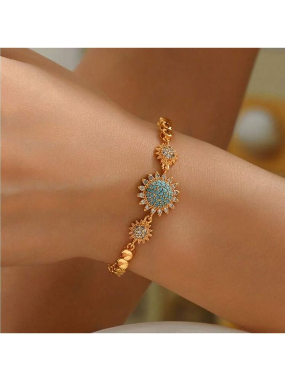 Blue Sunflower Bracelet Q499